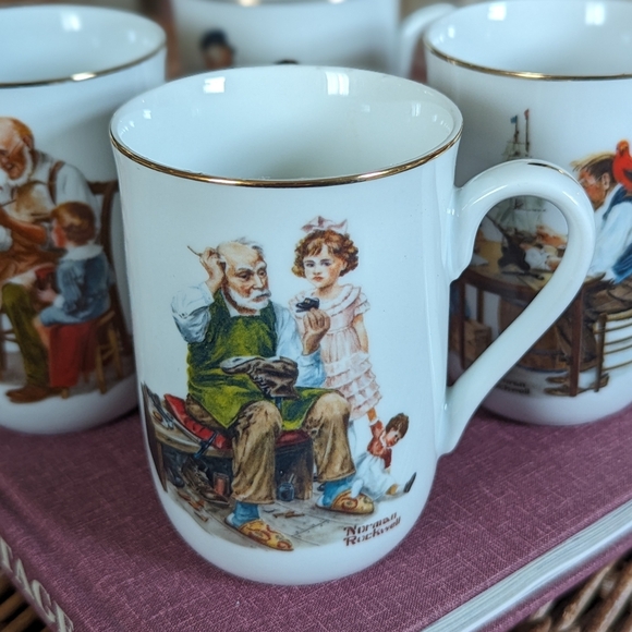 Set of 4 Vintage Norman Rockwell mug 8 oz - Picture 10 of 11